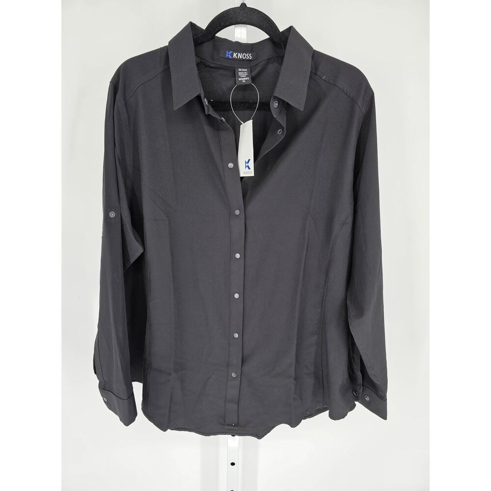 NWT Knoss Women's Black Skyline Performance Long Sleeve Technical Shirt Size XL